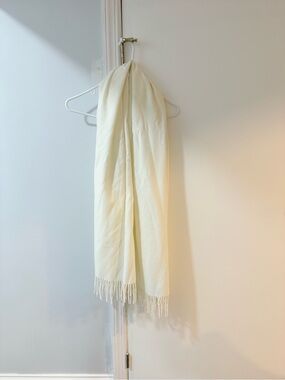 Cream Fringed Long Shawl
